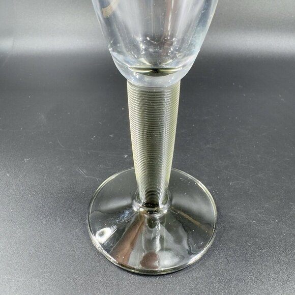Bormioli Rocco Italian Glasses Cups Flutes Set 3 Smokey Olive Swirl Stem Clear - Picture 6 of 10